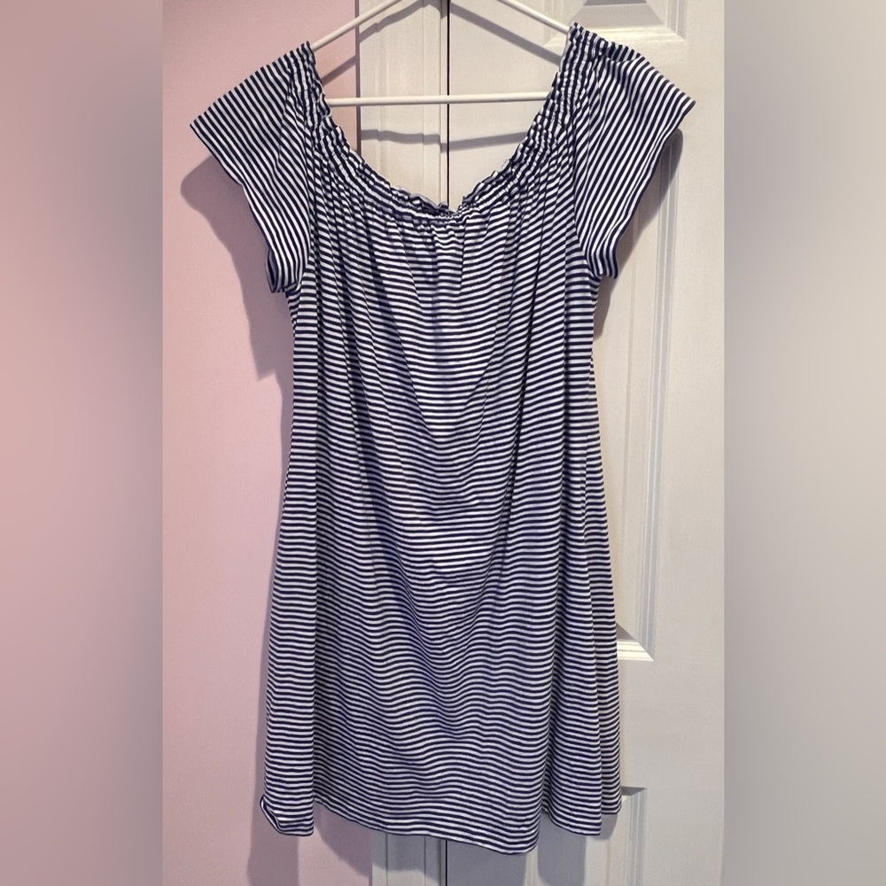 EUC Vineyard Vines XL cotton dress blue white stripe